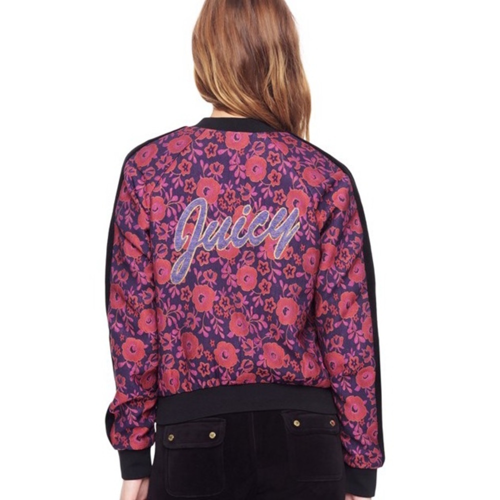 Juicy Couture Black Label Floral Full Zip Jacket Y2K Size S Small MSRP $286